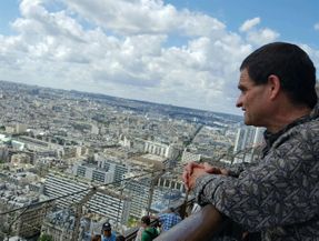 Looking over Paris from the top of Eiffel Tower.