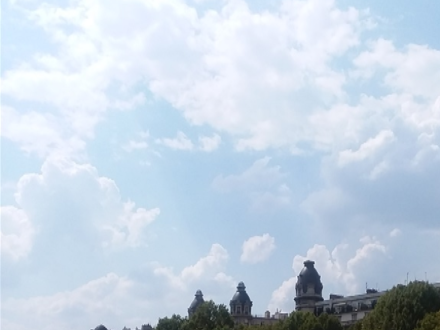 We are on the Bateaux Parisien one hour Tour up and down the Seine River from the Eiffel Tower to just past the Île Saint-Louis and then back down to the Eiffel Tower area.