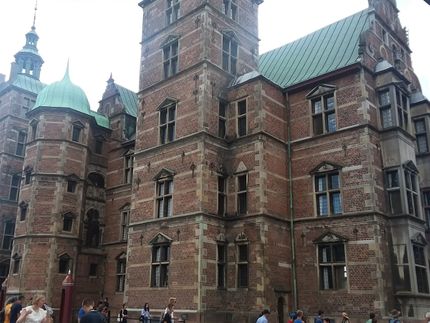 We are waiting for the group of people to be let into Rosenborg Castle so we can queue up at the entrance and wait for our turn. It is a self guided exploration inside the castle but only a certain amount of people are let in each time.
