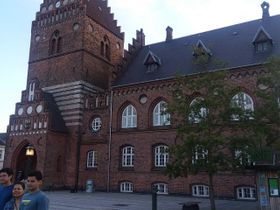 We are in the area of Rosgilde Cathedral and the Royal Mansion in Roskilde Danmark. This particular building was the City Hall in medieval times. There is now a Skt.  Laurentius History Museum here. getting ready to walk from here to the Viking Museum which is not far at all.