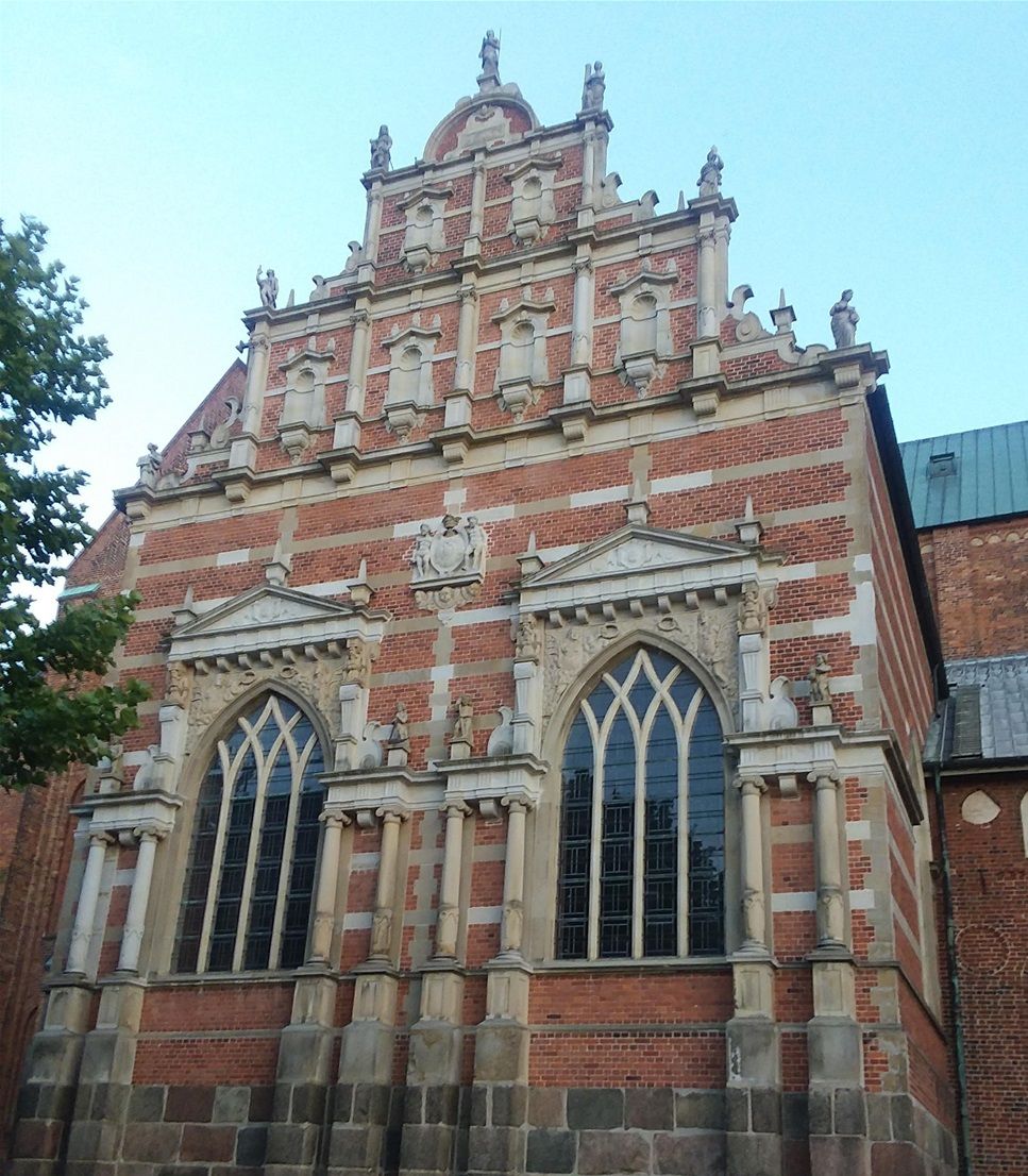 This is the chapel of King Christian IV. It was built between 1614 and 1641. It is an addition to the north side of Roskilde Cathedral. It was constructed in the very beautiful Dutch Renaissance architectural style.
