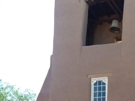San Miguel Mission Church in Santa Fe NM. One of the oldest churches in USA. It is a National Historical Building built around 1615 in the Romanesque Fortress architectural style.