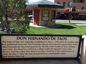 On the Old Town Plaza in Taos NM. Many wonderful shops and restaurants can be found in this area as well as a home of Kit Carson.