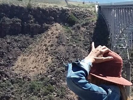 My slideshow page has a few photos from the Rio Grande River Gorge bridge. Here, we are at the west side rim of the cañon itself with the bridge in the background. This bridge is about 10 miles west of Taos New Mexico. This is the 5th highest bridge in the USA.