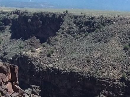 On the west side rim of the Rio Grande River Gorge. This cañon is about 10 miles west of Taos NM. We stopped here on our way from Santa Fe NM to Taos.