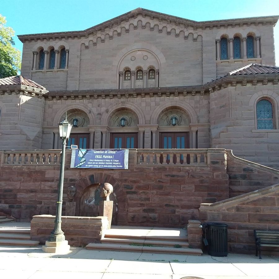 This theater is on the campus of the New Mexico Highlands University in the new town area of Las Vegas NM. Las Vegas new town is on the east side of the Gallinas River.