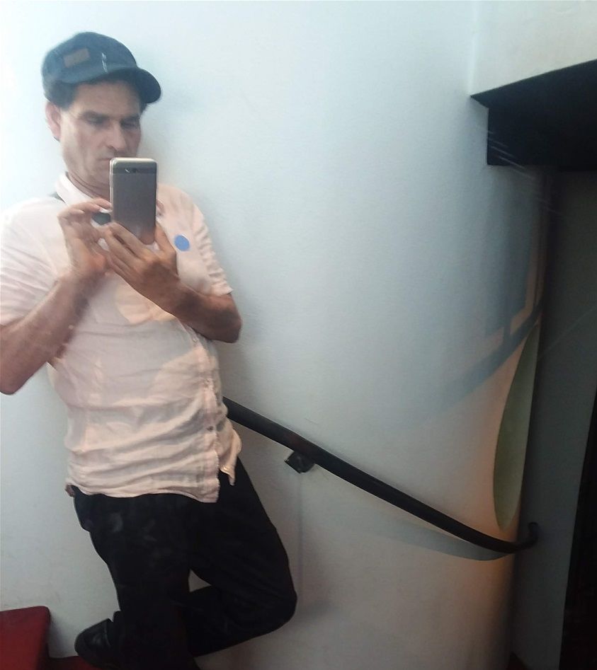 Oops, here I am again. Well, this is not exactly a selfie. The wall opposite me is mirrored so this is actually a reflection of me. This photo was taken inside a passageway stairwell of Malmö Castle.