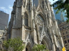 This is Saint Patricks' Cathedral on 5th Avenue in Midtown Manhatten NYC. It was built in a gothic architectural style and was completed in 1878.