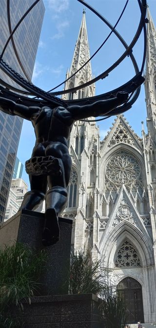 One more view of Saint Patricks' Cathedral. This photo was taken from across  5th Avenue. As I took this photo, I stood behind the Atlas Statue which is located at Rockefeller Center.