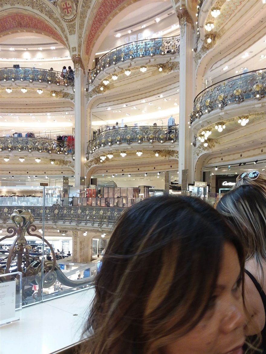 Farida can be seen here while we were shopping at Galleries Lafayette. The high class shops are here so shopping is expensive. All I bought were some macaroons 🙂