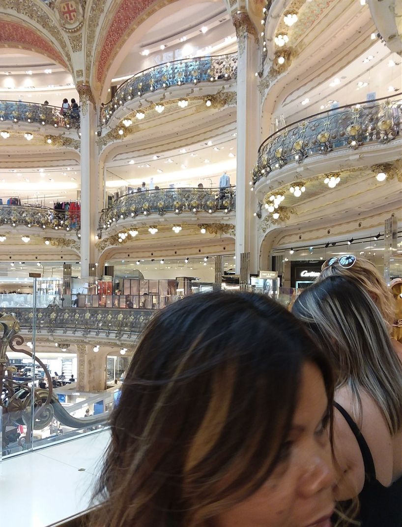 Farida can be seen here while we were shopping at Galleries Lafayette. The high class shops are here so shopping is expensive. All I bought were some macaroons 🙂