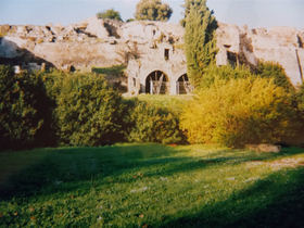 Approaching the ruins of Pompeii.