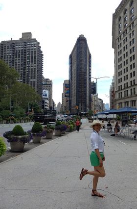 Here is one of the photos we took in front of the Flatiron Building. After taking about 20 photos here (when my wife says 