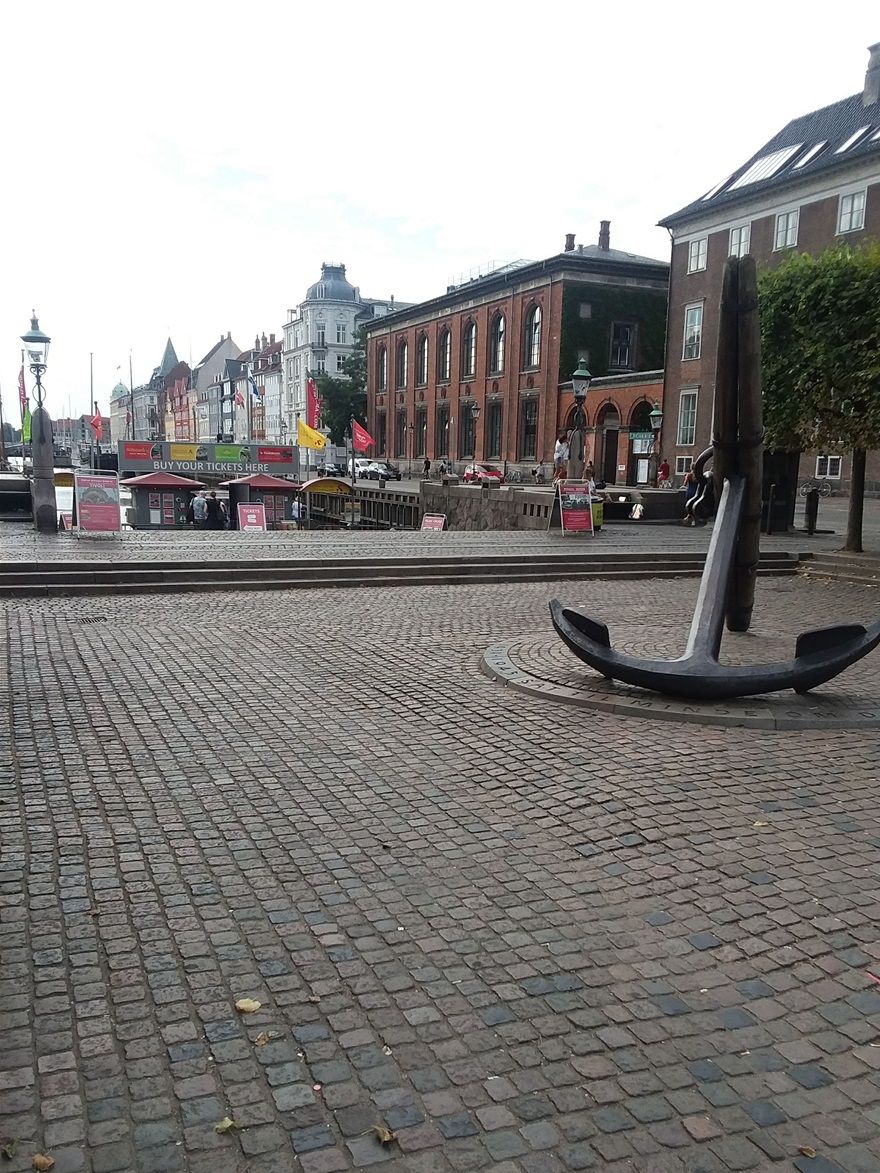 The Mindeankeret is at Nyhavn Canal in Copenhagen. The Mindeankeret is a Memorial Anchor. It commemorates the civilian sailors who died at sea during WWII. Underneath the anchor is a lead capsule which contains the names of 1,600 sailors.